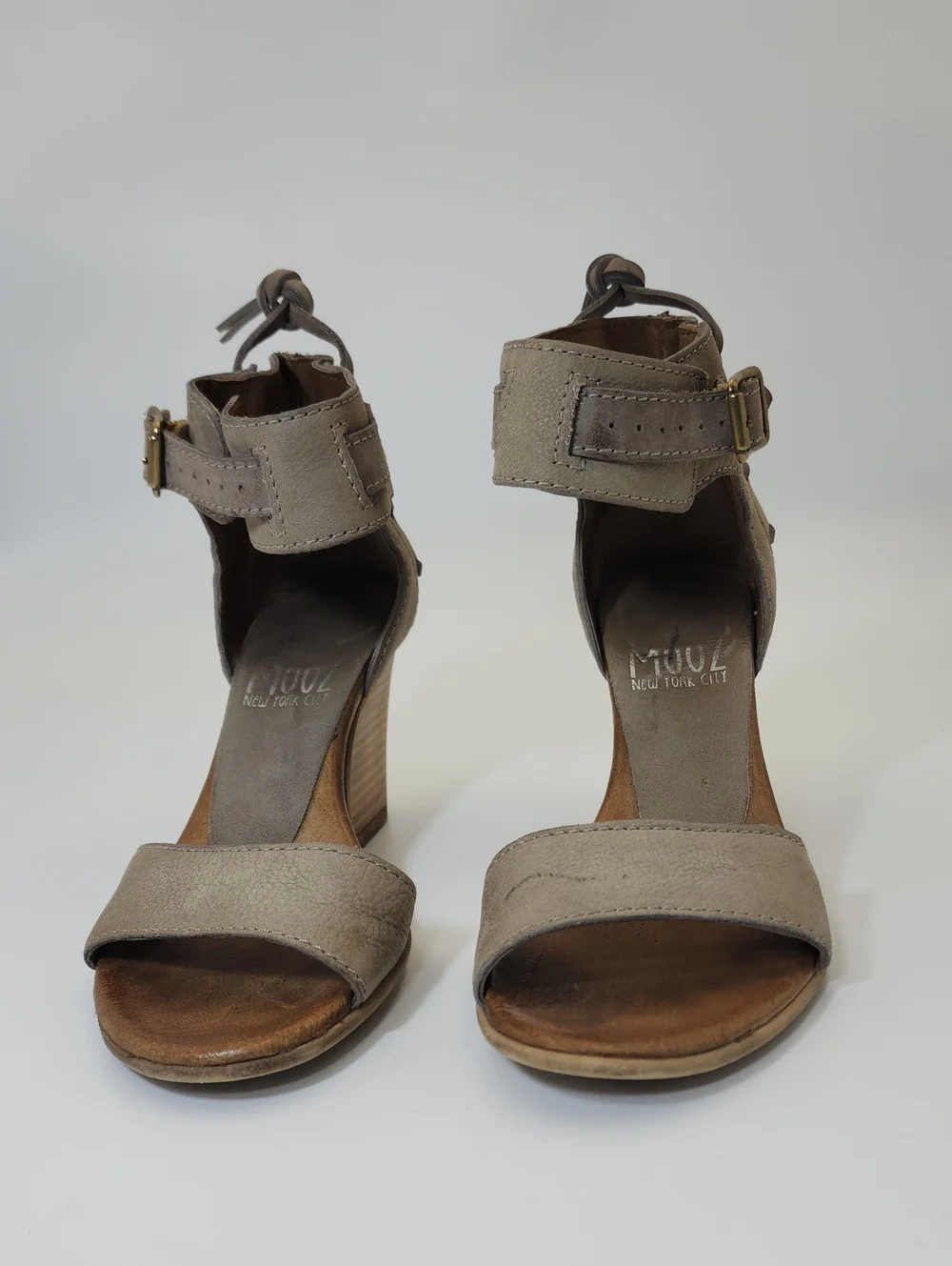Miz Mooz Kiani Leather Wedge Ankle Strap Sandals Sz 36